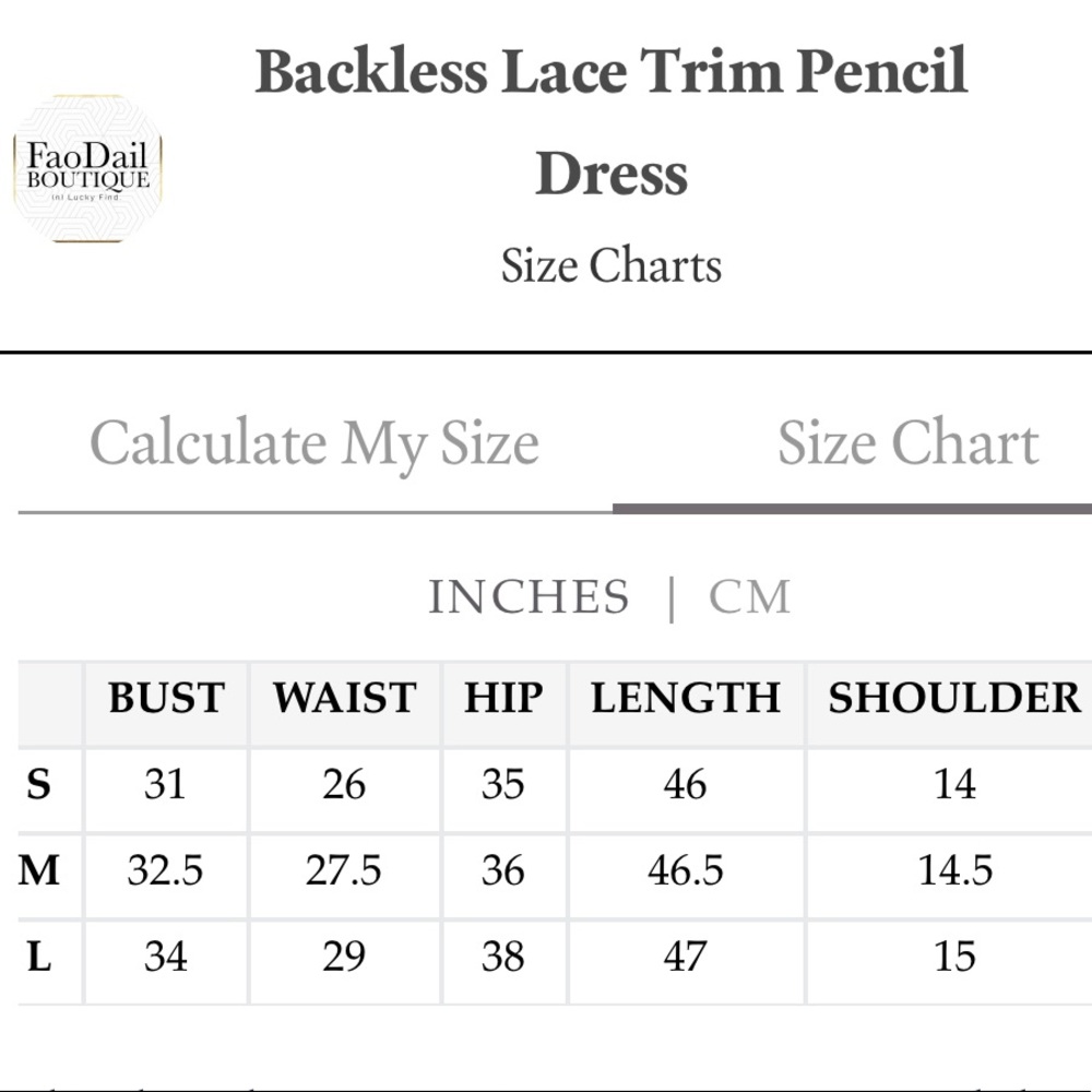 Backless Lace Trim Pencil Dress - Picture 6 of 6